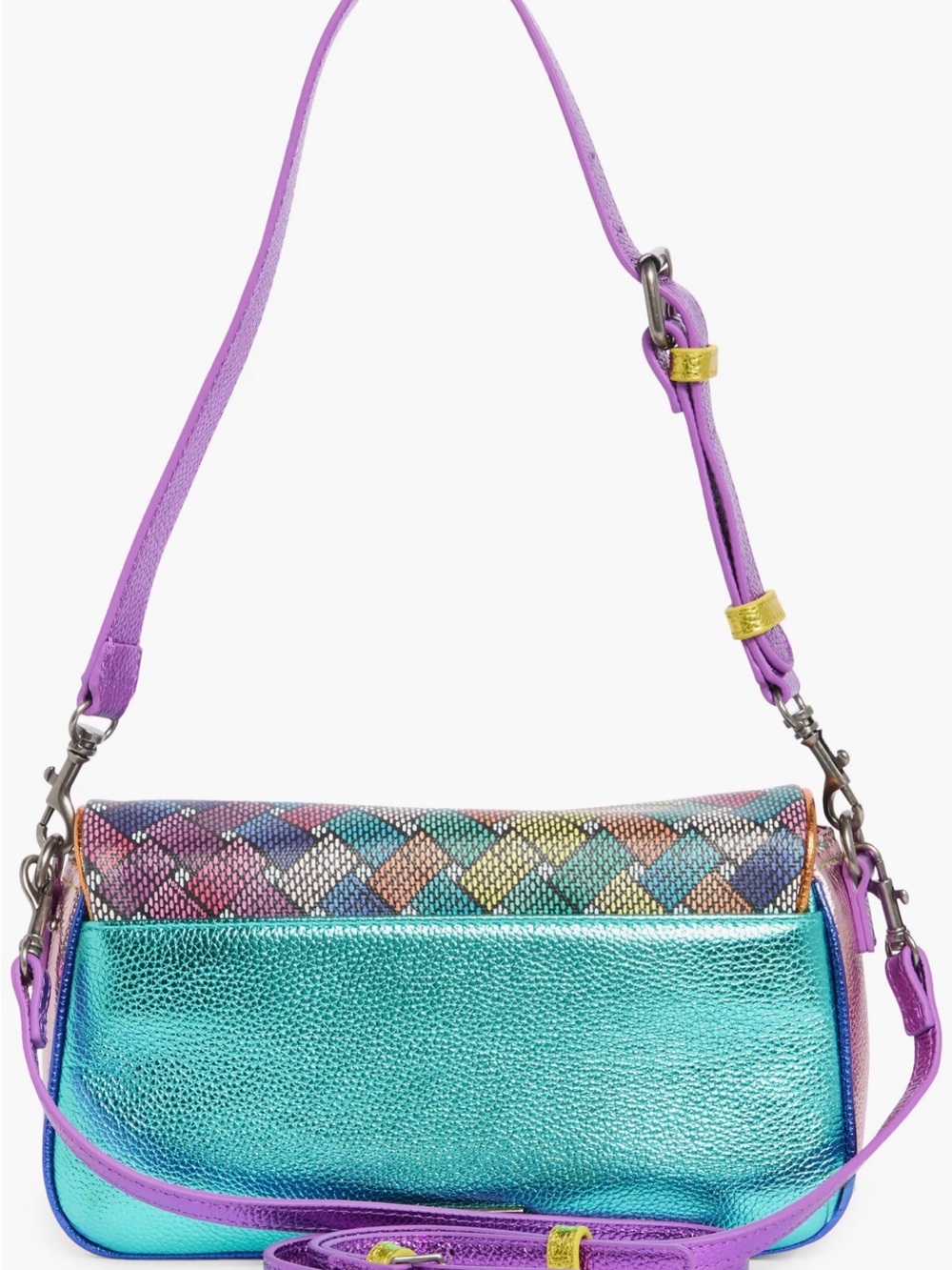 Kurt Geiger Camden Flap Pink Multicolor Woven Flap Shoulder Bag. Stunning 🤩 - Picture 3 of 6